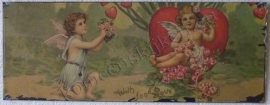 wandplaat 2 engeltjes met hart 39,5 - 15 cm