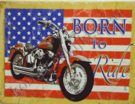 metalen wandplaat born to ride 30-40 cm