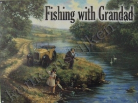 metal wall sign fishing with grandad 30-40 cm