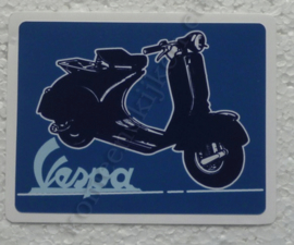 Blauwe sticker van vespa met afbeelding scooter
