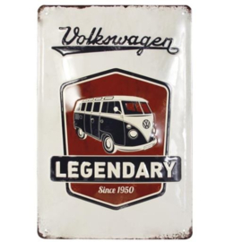 metalen wandbord Volkswagen bus T1 legendary 20 x 30 cm