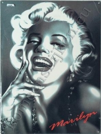 metalen reclamebord marilyn  zwart/grijs 30-40 cm.