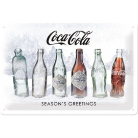 metalen wandbord Cola flesjes sneeuw 20x30 cm