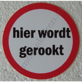 sticker hier wordt gerookt 7,5 cm