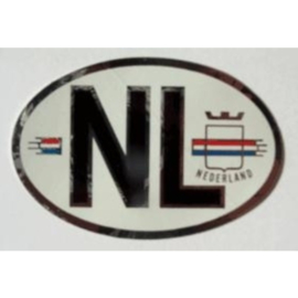 NL sticker ovaal met zilver 7,8 bij 5,2 cm