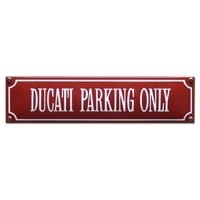 emaille straatnaambord ducati parking only / rood-wit