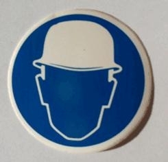 Blauwe sticker veiligheidshelm 5 cm rond