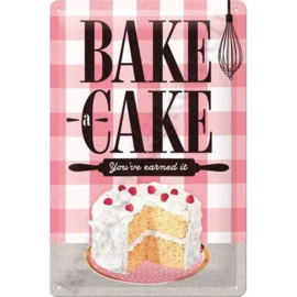 metalen wandbord bake a cake 20-30 cm