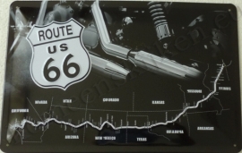 metalen wandbord Route US 66 uitlaat 20-30 cm