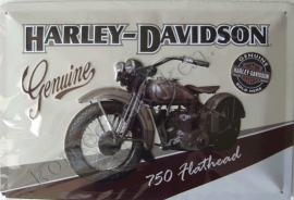 metalen reclamebord Harley Davidson 750 Flathead 20-30 cm
