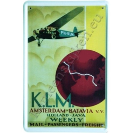 blikken reclame bord van KLM Batavia 30-40 cm