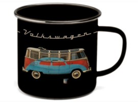 VW T1 Bus Emaille zwart Mok 500ml