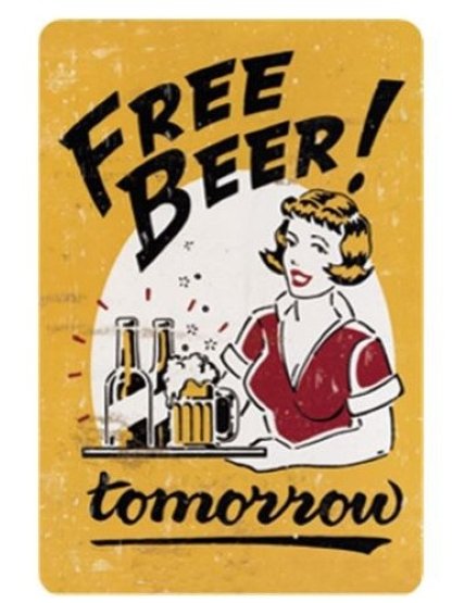 metalen wandbord free beer 20-30 cm
