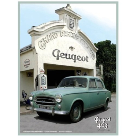 Postcard Metal Peugot 403 Garage 10 x 14 cm