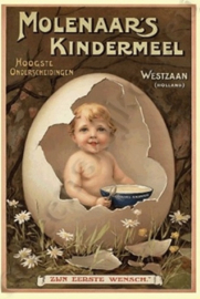 blikken reclame bord molenaar`s kindermeel 20-30 cm