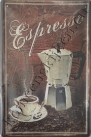 blikken wandbord espresso 20-30 cm
