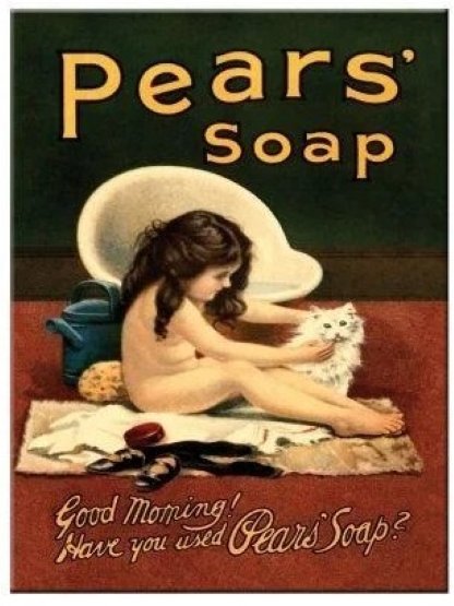 Magneet Pears soap girl and cat 6x8 cm