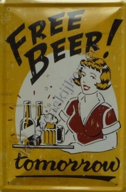 metalen wandbord free beer 20-30 cm