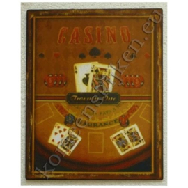 vlak metalen bord casino 21  20-25 cm.
