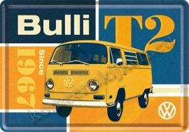 metalen ansichtkaart VW bulli T2 10-14 cm