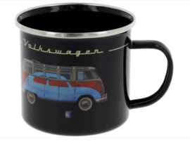VW T1 Bus Emaille zwart Mok 500ml