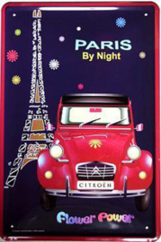 blikken reclamebord citroën 2cv paris by night 20-30 cm