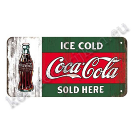 hanging sign Coca-Cola ice cold sold here 10x20 cm