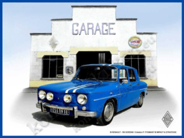 metalen reclamebord Renault 8 gordini garage 20-30 cm