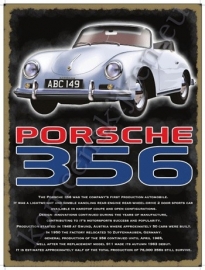 blikken wandplaat porsche 356 met gegevens 30-40 cm