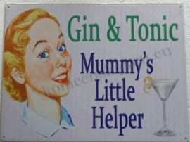 blikken reclamebord gin en tonic mummy's helper 30-40 cm