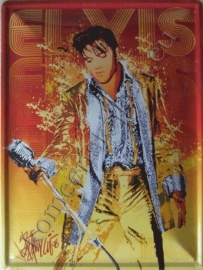 metalen wandbord Elvis Presley met microfoon 30x40 cm