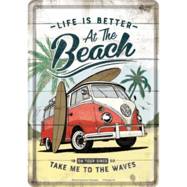 Metal Card VW Bulli, life is better at the Beach 10 x 14 cm