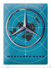 metalen reclamebord Mercedes-Benz blue map 15-20 cm