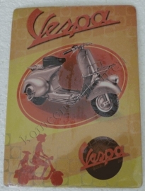 metalen ansichtkaart vespa geel 15-21 cm