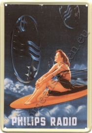 metalen ansichtkaart Philips surfboard 10-14 cm