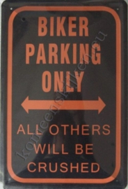 metalen wandplaat biker parking only 20x30 cm