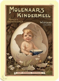 blikken reclame bord molenaar`s kindermeel 20-30 cm