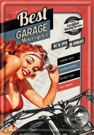 Metal postcard best garage 10-14 cm