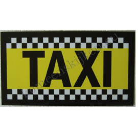 sticker taxi geel zwart met blokband  20 cm.