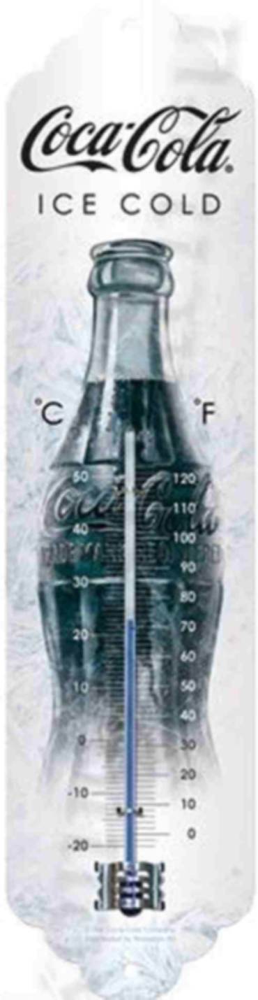 witte metalen thermometer Coca Cola ice cold