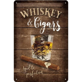 metalen bord whiskey and cigars 20-30 cm