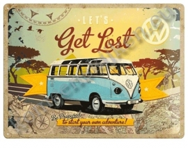 metalen wandbord VW t1 let`s get lost 30-40 cm