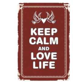 metalen wand bord Keep calm and love life 20x30 cm