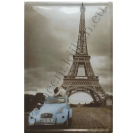 metalen reclamebord citroen 2CV eiffeltoren 20-30 cm