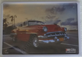 metalen reclamebord cuba collector red car 15x21 cm