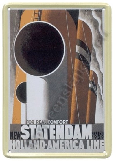 metalen ansichtkaart HAL statendam 10-14 cm