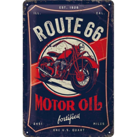 metalen wandplaat Route 66 motor oil 20x30 cm