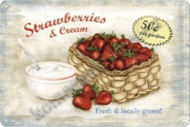 metalen wandplaat strawberries 20x30 cm