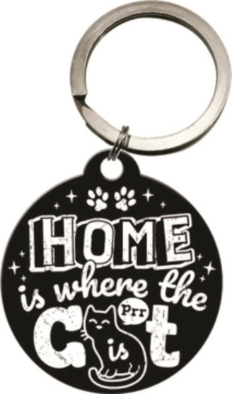 Key chain round Home is where the cat is