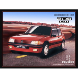 Postcard Metal Peugeot 205 GTI 10 x 14 cm